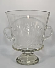 Crystal Ice Bucket Cut & Etched With Duck & Reeds 8" High - VINTAGE & Very Rare