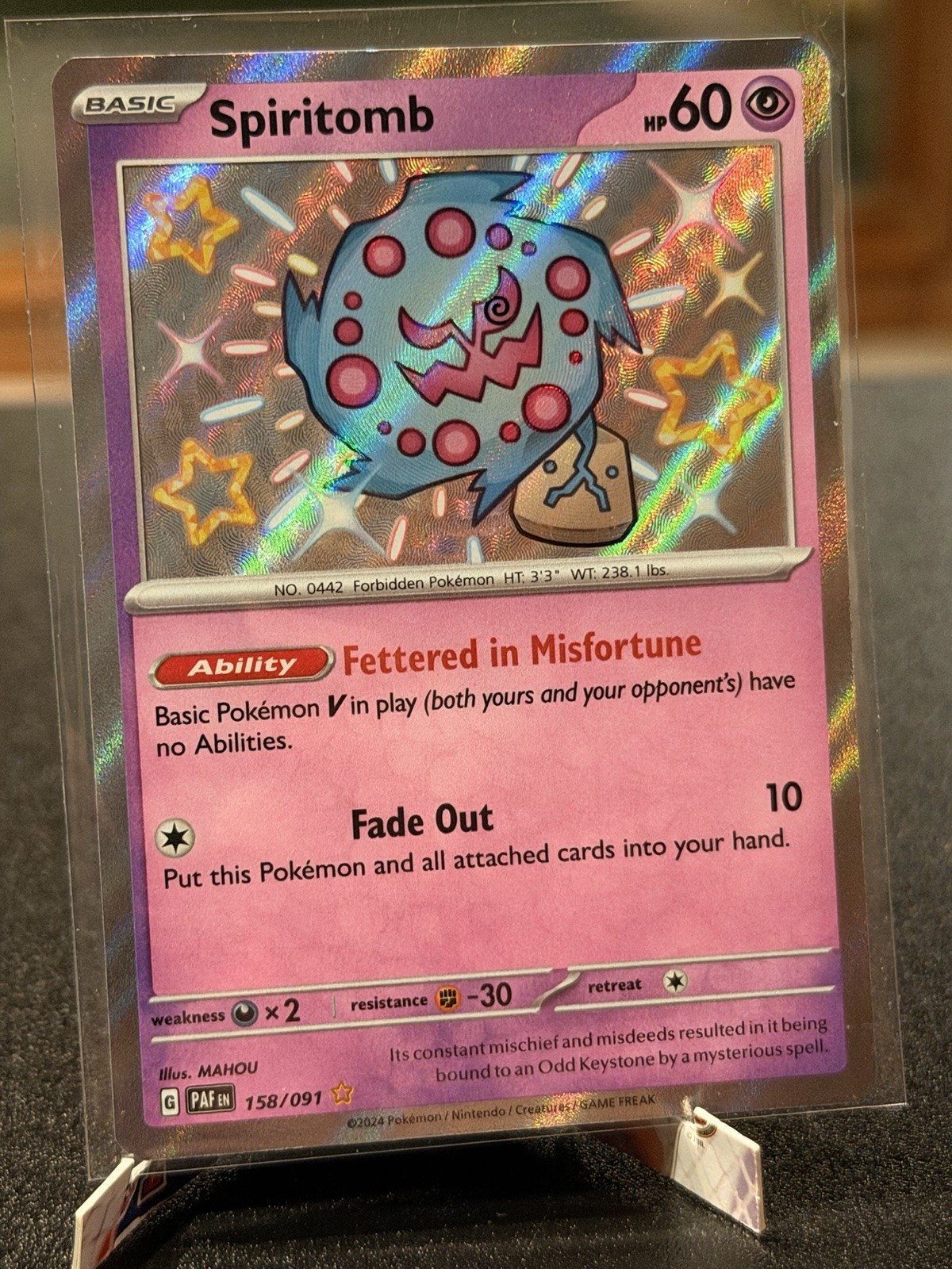 Spiritomb 158/091 Shiny Rare Holo SV Paldean Fates English Pokemon Near Mint
