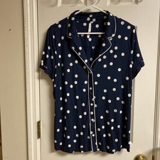Soma Cool Nights L Printed SS Notch Collar Merry Dot G Navy/Ivory
