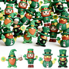 St Patrick  s Day Gnome Figurines 25pc Green Leprechaun Table Decor