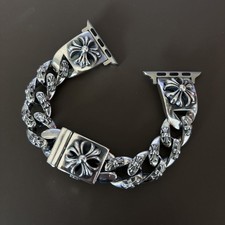 Cross Flower Gothic Punk Watch Band Strap Silver For Apple Watch Ultra 1/2/3