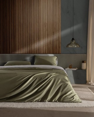 Dennie Bettwäsche-Set, Einzelbett, 100 % Baumwolle, bedruckter Satin, Khaki