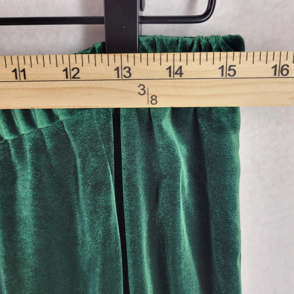 VTG Quacker Factory Green Velvet Maxi Skirt L 90s Pull-On Christmas Holiday Glam - Image 4 of 4