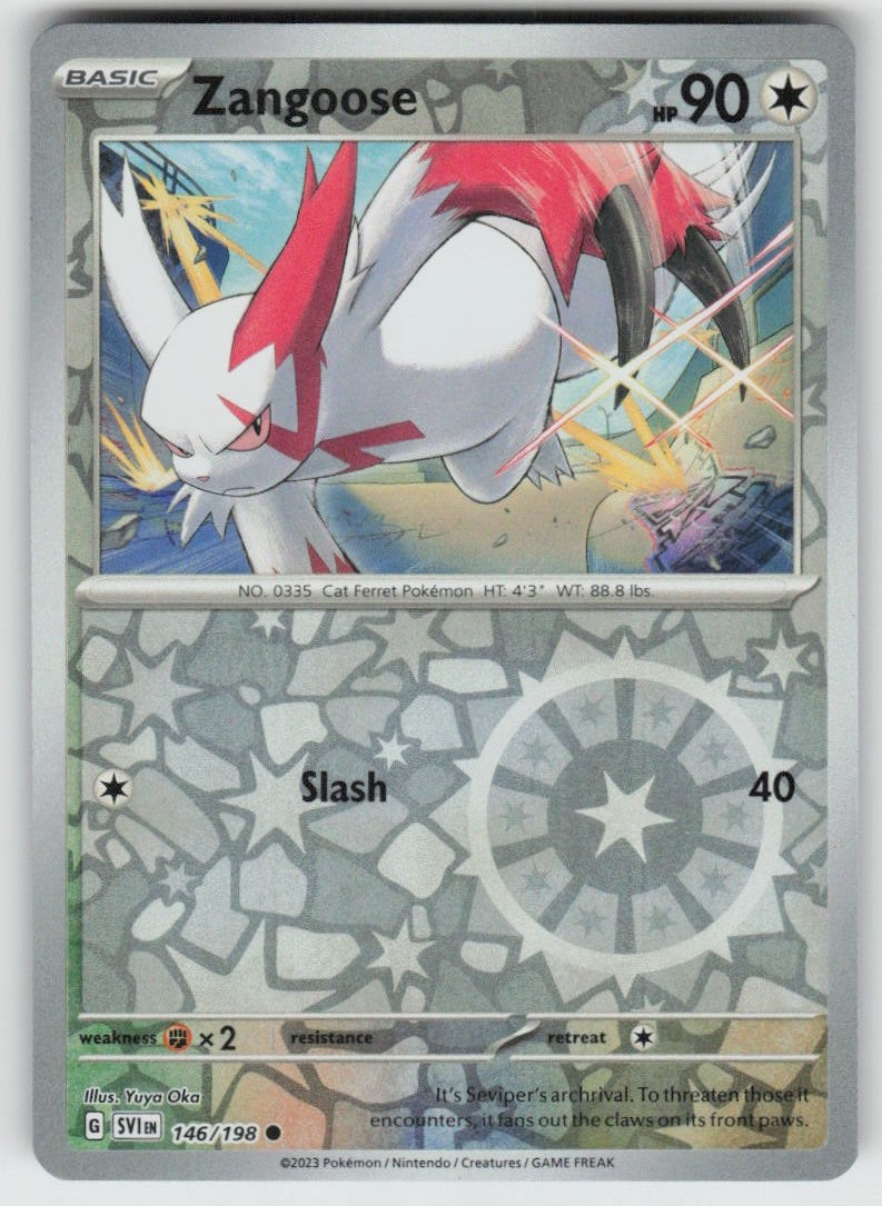 PO-01 Reverse Holo Zangoose 146/198 Common SV01: Scarlet & Violet Base Set