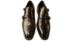 John White Men's Flats Brown UK 6 Leather Double Monk Strap Dress Shoes