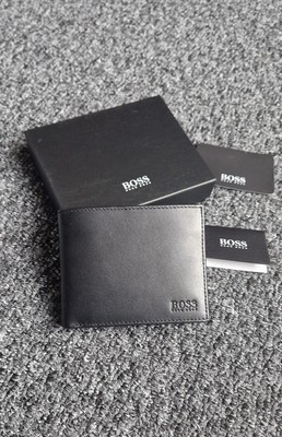 Hugo Boss Bi-Fold Asolo Herren Schwarz Leder Geldbörse mit Münzfach Geschenkset