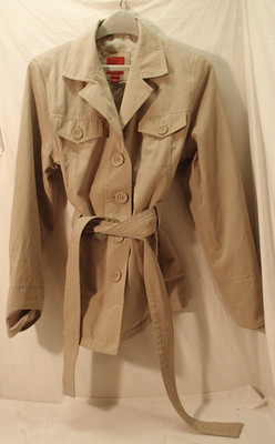ESPRIT Beige Belted Mid-Length Raincoat Rain Jacket Coat Women's Size Large