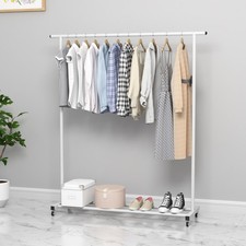 62.99 Inches Metal Clothing Rack Standard Rod Simple Rolling Metal Garment-FGQ
