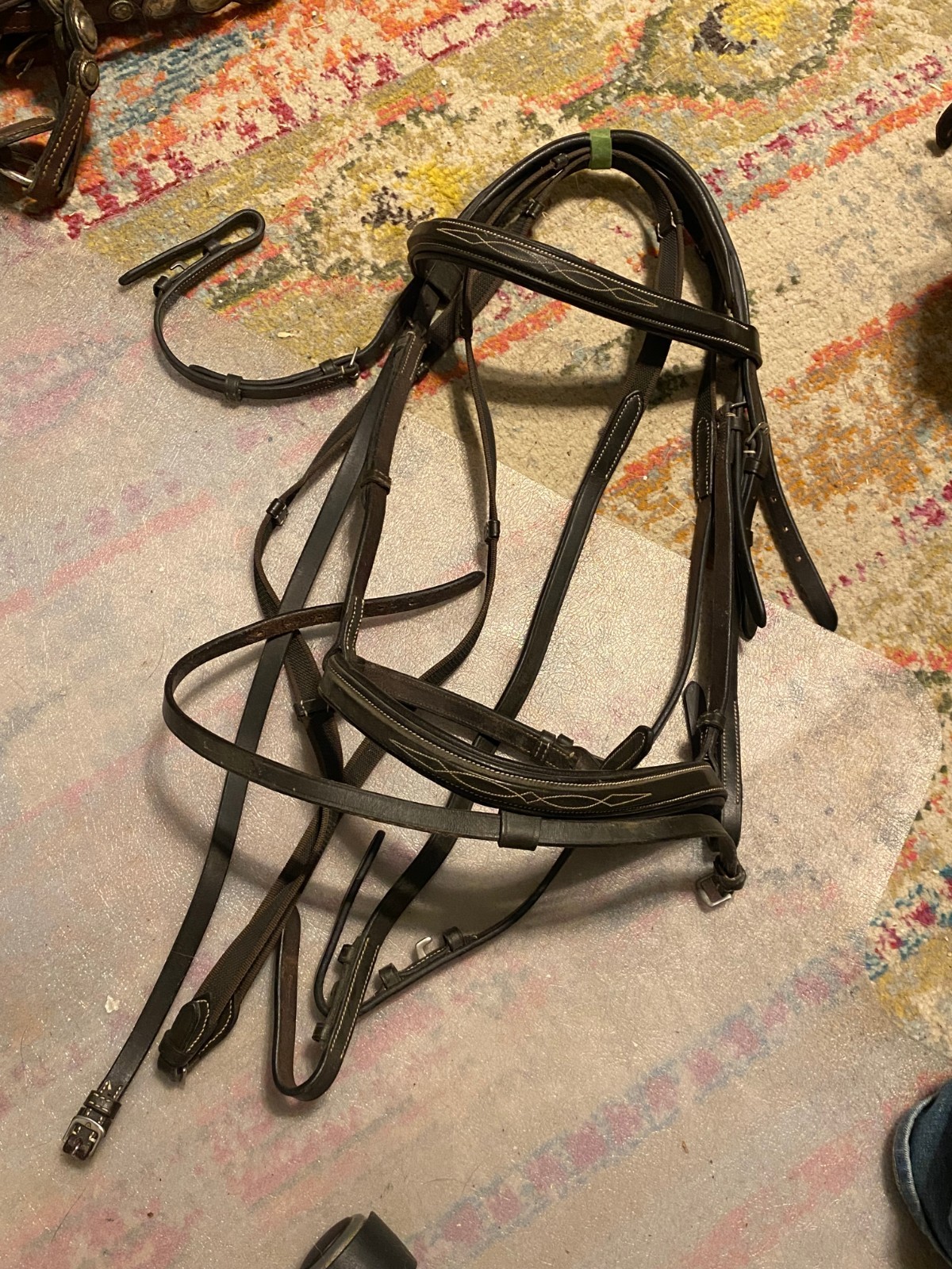 used english full size bridle padded fancy stitched soft free shipping