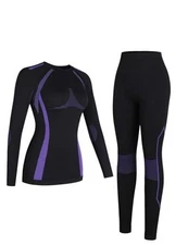  Thermal Underwear Set Womens Long Johns Warm Base Layer Medium Black Purple