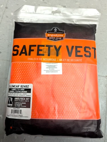 New Ergodyne Glowear 8248Z Safety Vest - 6 Pockets -Zipper-Orange L/ XL ~ F.Ship - product listing photo