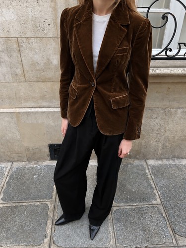 D&G, Giacca blazer vintage D&G Dolce & Gabbana in velluto marrone - IT 42