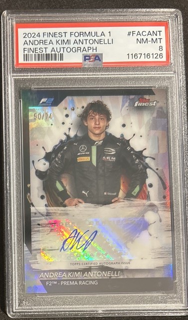 2024 Topps Finest F1 Andrea Kimi Antonelli F2 Auto Autograph /74 #FAC-ANT PSA 8