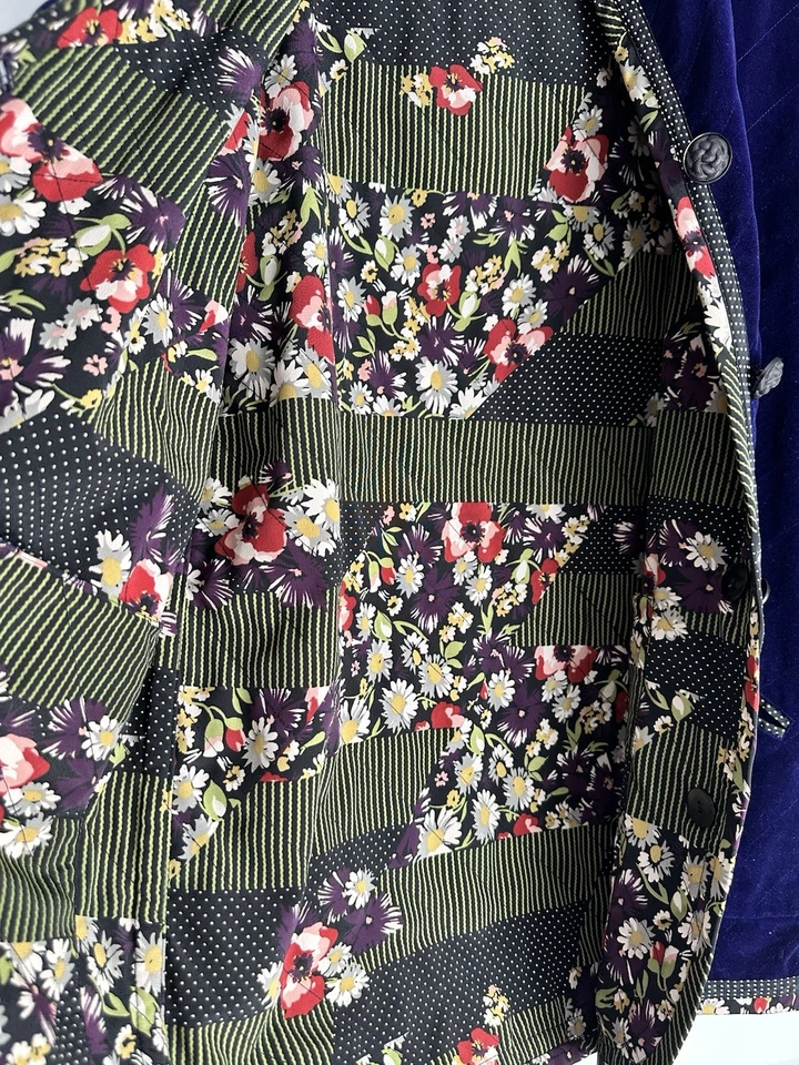 KOOS OF COURSE! Purple Velvet-like VINTAGE Reversible Lagenlook Jacket Sz M - Image 3 of 4