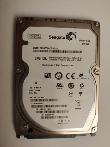 Seagate ST9640320AS 2.5" SATA HDD 640GB defekt