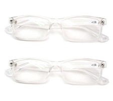 2 Pairs Casual Fashion Rectangular Reading Glasses - Stylish Simple Readers M...