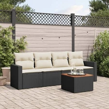 Garden Sofa Set Black PE Rattan Large Modular Garden Sofa Set