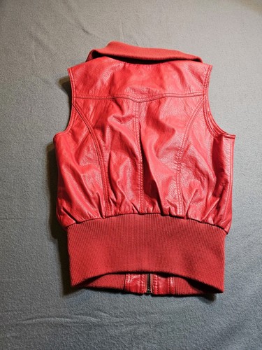 Ci Sono Chaleco Pequeño Mujer Rojo Imitación Cuero Mujer Junior Chaleco Abrigo - Imagen 5 de 10