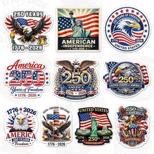 America 250 Years of Freedom Sticker Pack 10Pcs 3 Inch USA 250Th Anniversary 1