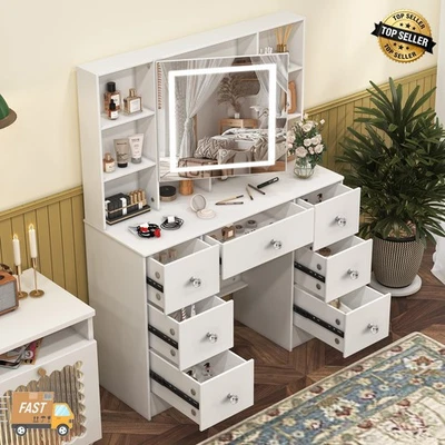 Kojooin Vanity Desk With Mirror, Makeup Vanity Table With Chair