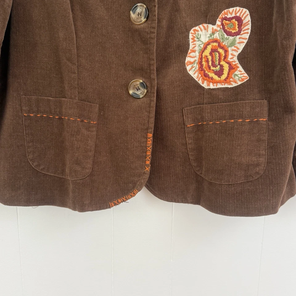 CHAQUETA DE PANA DELIAS Y2K XL Vintage Marrón Chocolate Bordada Hada Grunge Foto 3 de 4
