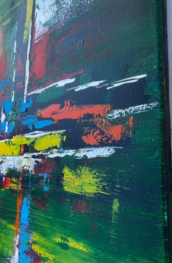 Arte Original "Remolcador" 20x20 Lienzo Expresionismo Diseño Abstracto Arte Hogar Foto 4 de 4