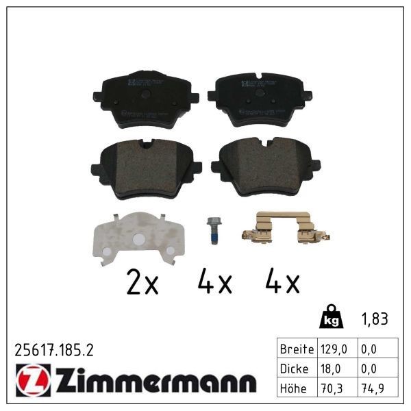 Zimmermann BremsbelÄGe Bremsbelagsatz Vorne FüR BMW 2ER U06 X1 U11 X2 U10 Mini-image