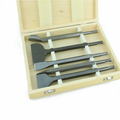 SDS Plus Meissel Meißel Set 250 mm Kanal Spitz Flach Breit Fliesen mit Koffer