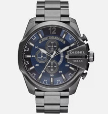 Image of Diesel Original DZ4329 Mens Mega Chief Gunmetal Blue Dial Chrono Watch 59X51mm