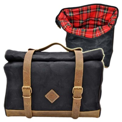 Left Bag Kit ExMoto Black Cognac 19/24L with Black Frame Triumph T100 '17