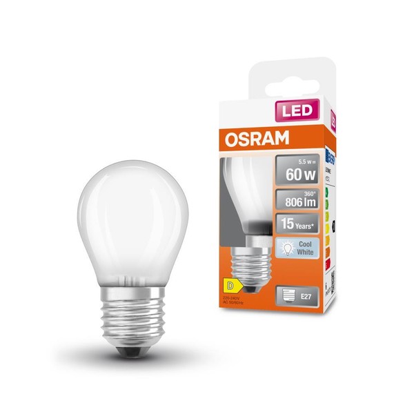 Osram E27 Led Tropfenlampe Star Classic Matt 5,5W Wie 60W 4000K Neutralweiß-image