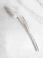 1Ct Round Moissanite Tulip Flower Wedding Brooch 14K White Gold Plated