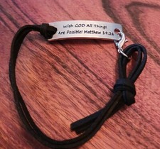 Inspirational Bracelet  With GOD All Things Are... Matthew 19:26  Adjustable