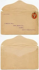 GB STATIONERY QV to NEW ZEALAND 1/2d STO LAUGHLAND MACKAY EMBOSSED ENVELOPE