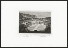 INTERNO DEL COLOSSEO  , di  G. COTTAFAVI ,  grande incisione su rame , 1838