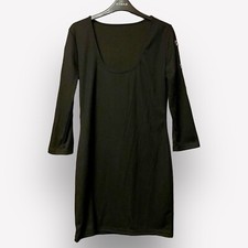 XL black long sleeved scoop neck knee length evening dress w arm hole detail