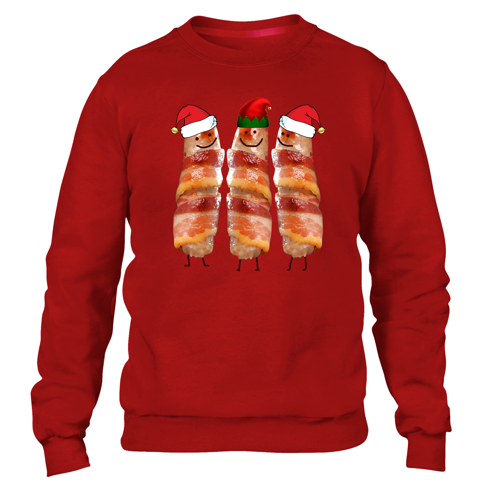 Christmas Pigs In Blankets Santa Elf Hat Jumper Sweater Festive Dinner