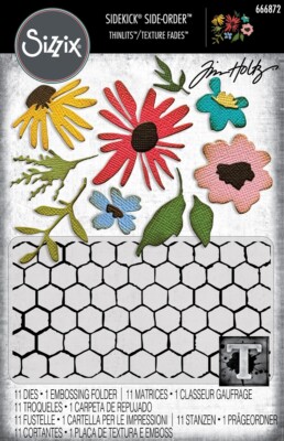 Sizzix Tim Holtz VAULT FLORISTRY SIDE ORDER Thinlit Dies + Embossing Folder 2025