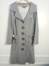 Anthropologie Millard Fillmore Long Jacket Coat Huge Buttons Pockets Gray Size M