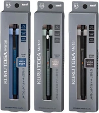 Kurutoga Metal Mechanical Pencil 0.5mm Uni Mitsubishi Pencil 3 Types set JAPAN