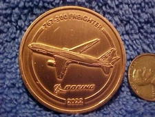 2022 BOEING EMPLOYEEs COIN CLUB Burnished Copper Medal 767 -300F 1 of 10 .6TkAt