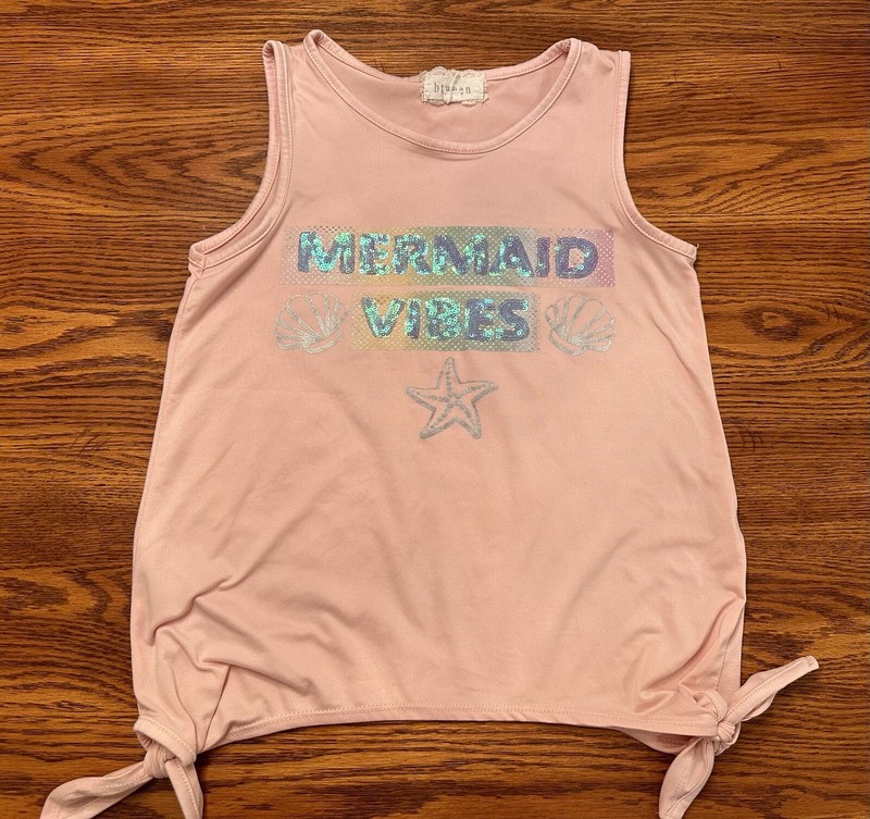 Btween Girls Youth Pink Tank Top Shirt Size 10 Mermaid Vibes Tie Summer