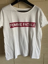 T shirt Bash Ba&sh Blanc Imprime Slogan Rouge Femme Fatale T1 S M 36 38 Lexy