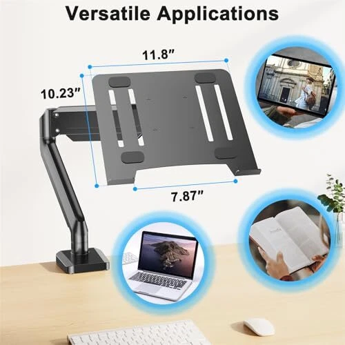 2-in-1 Gas Spring Laptop Stand and Monitor Desk Mount for Versatile Space-Saving Solutions
