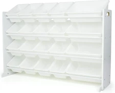 Extra Large Toy Organizer with 20 Storage Bins, White/White