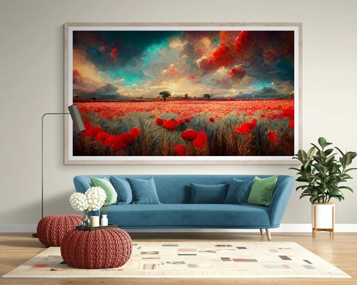 Red Poppy Field Painting Wall Art poster Choose your Size | eBay Australia