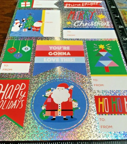 CHRISTMAS TAGS, DIFFERENT SIZES, ONE SHEET WITH 10 BEAUTIFUL STICKERS #STAR13 - Picture 2 of 2