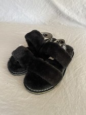 Pajar Canada Mara Strap Fluffy Slippers Womens US 9 EU 40 Black - New with Box