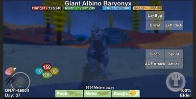 Giant Albino Baryonyx Roblox Dinosaur Simulator Ebay - albino trex skin roblox