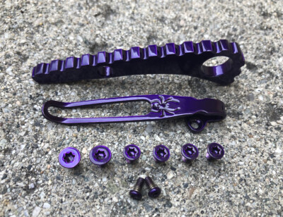 Purple Titanium Spacer Deep Pocket Clip & Screws Set For Spyderco Paramilitary 2